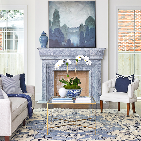 Celine Persian Rug in Bleu in Living Room