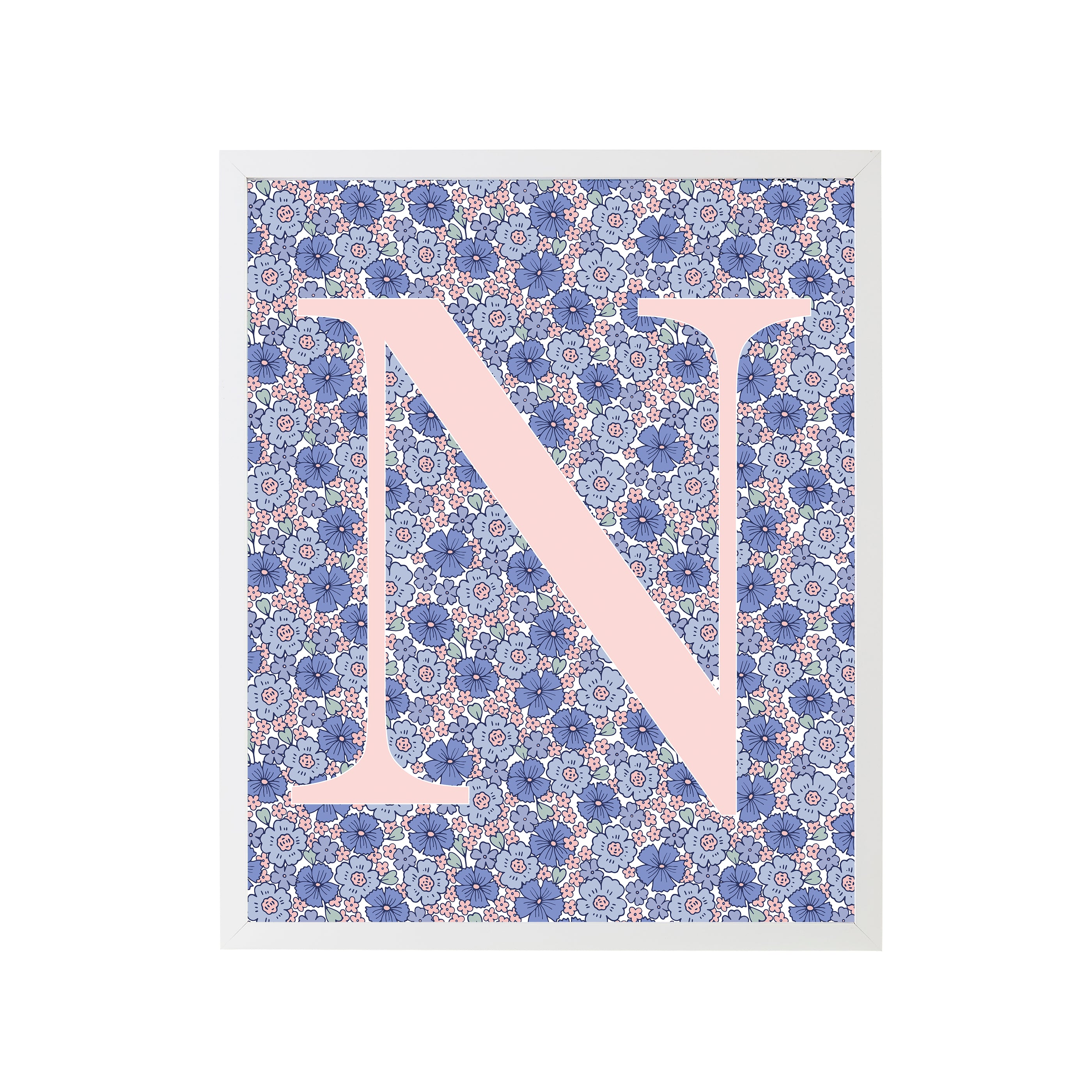 Sweet Darling Letter N Floral Art Print