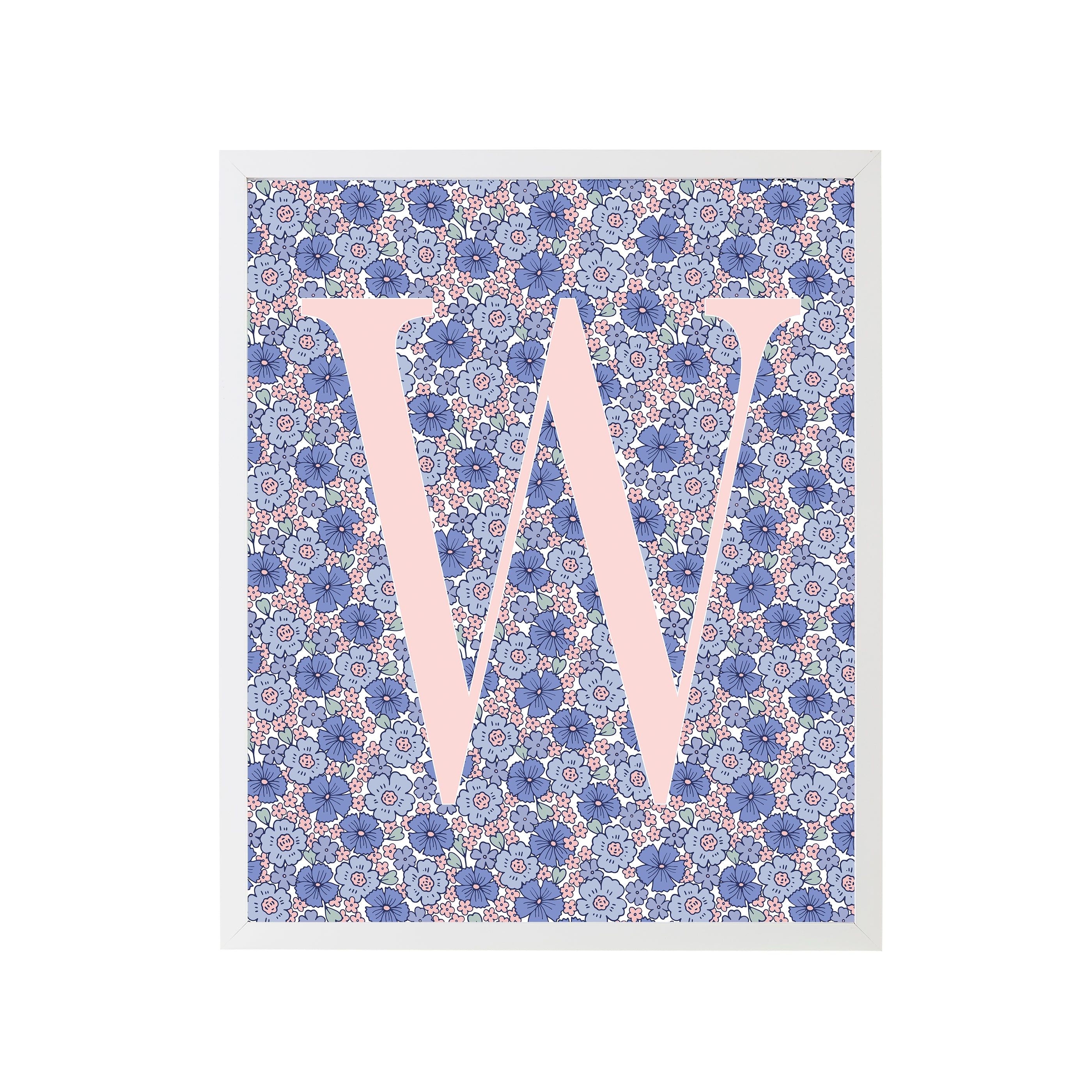 Sweet Darling Letter W Floral Nursery Art Print