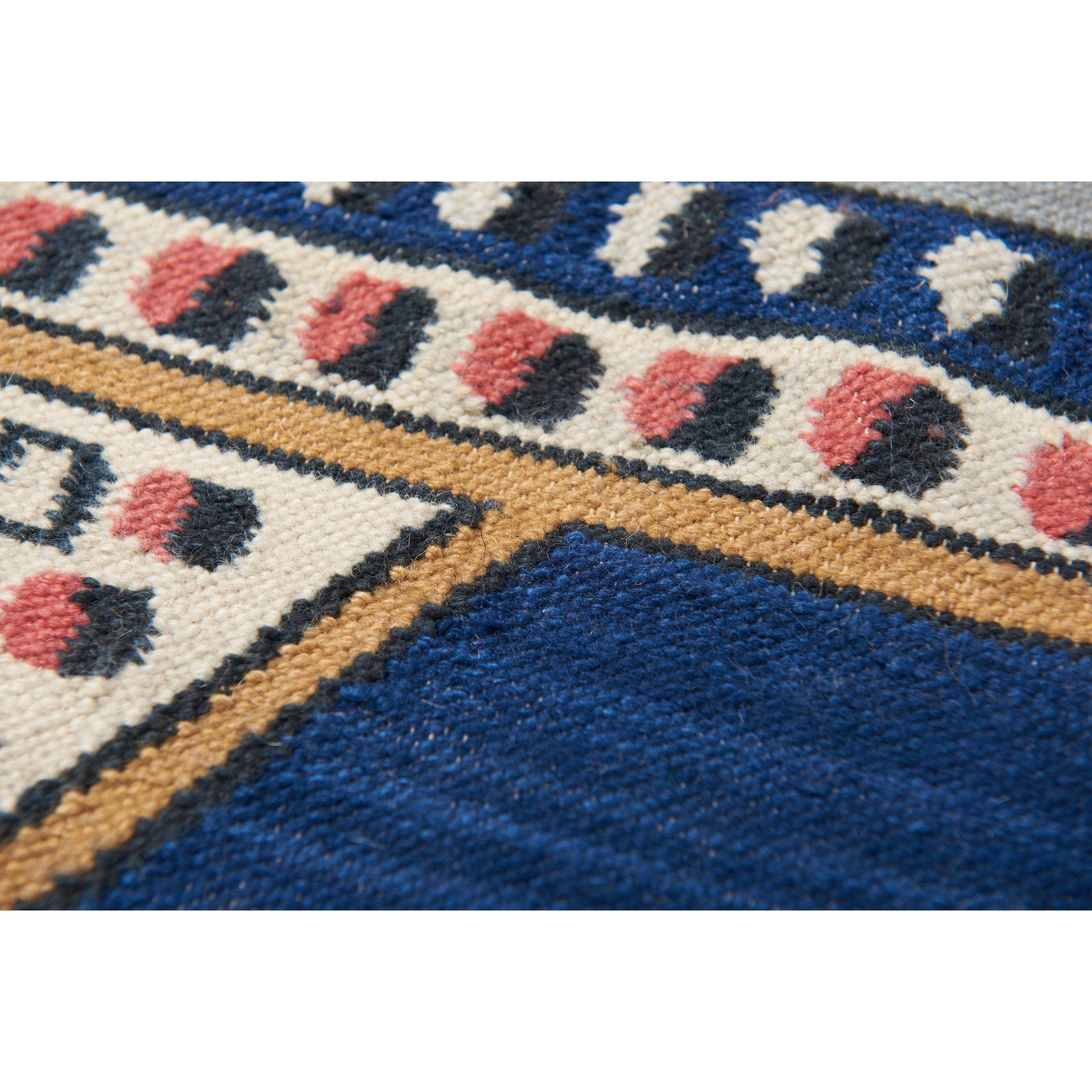 Weaving Detail of Flat Weave Soleil Rug in Navy