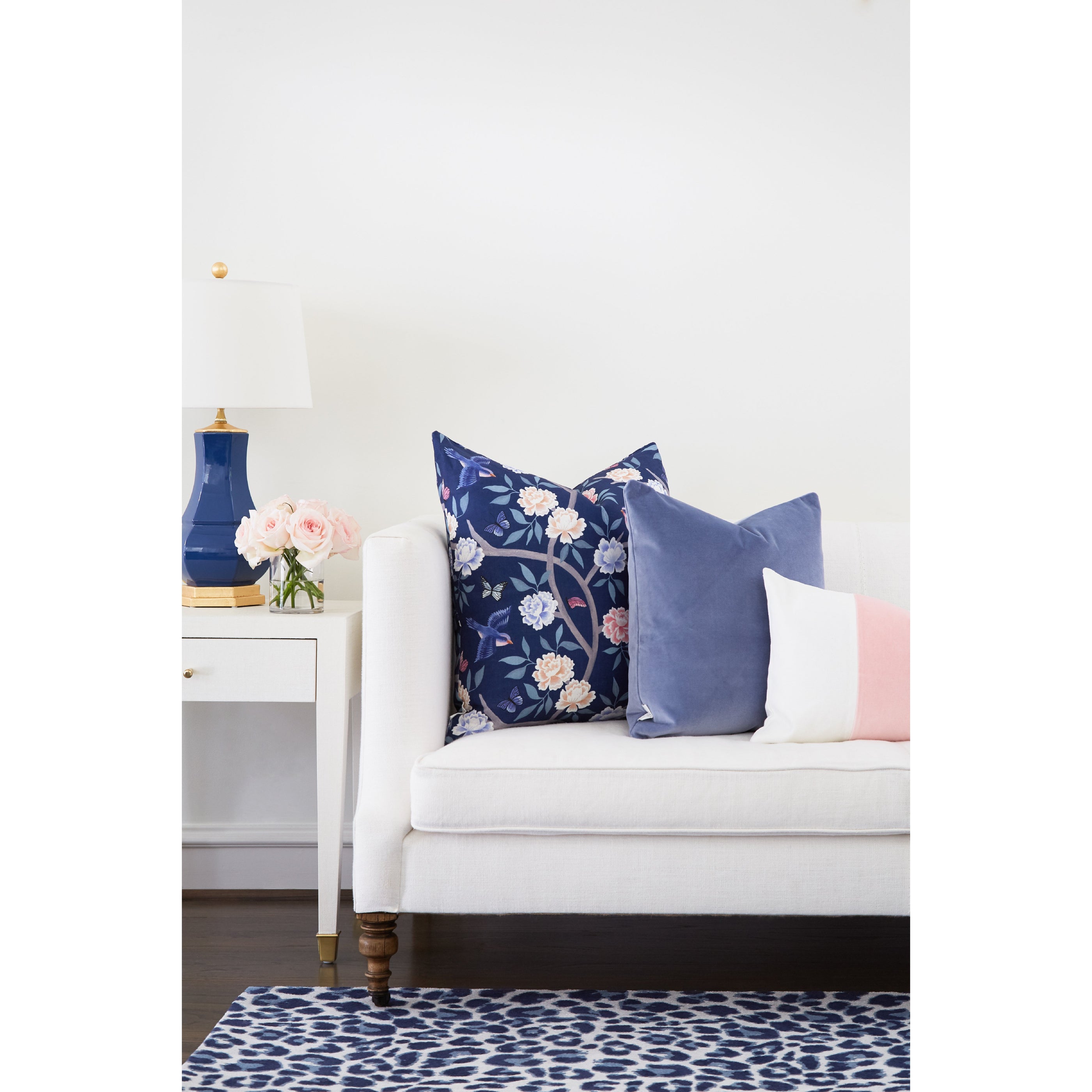 Eventide Velvet Pillow on Cream Sofa