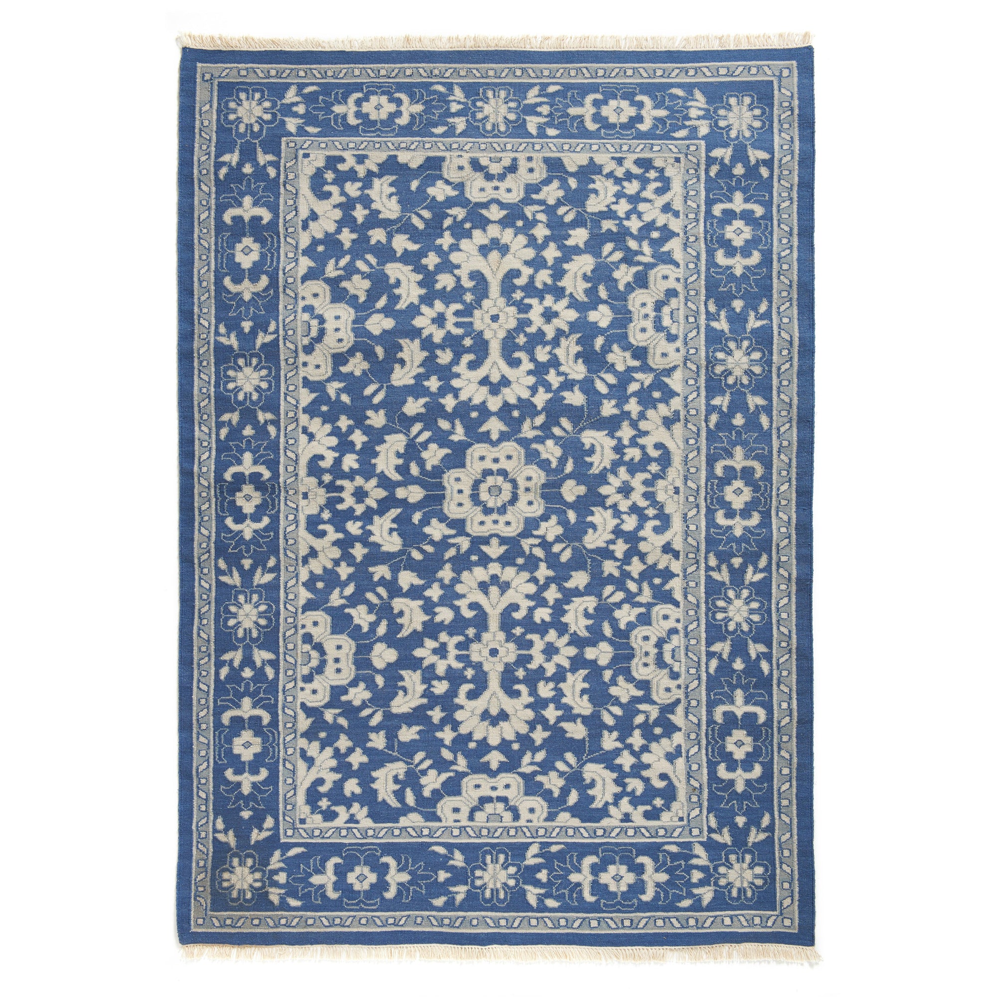 Flat Weave Emma Area Rug in French Blue