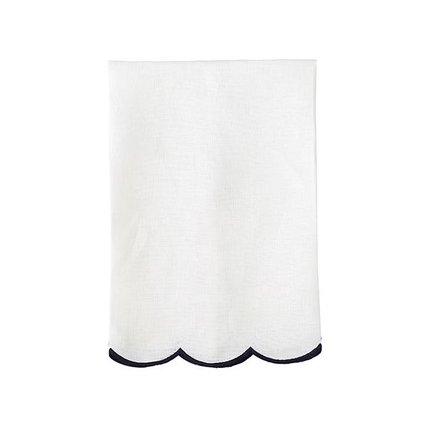 Navy Scallop Tea Towel