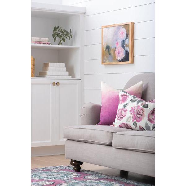 Framed Abstract Pink Floral Print in Living Room