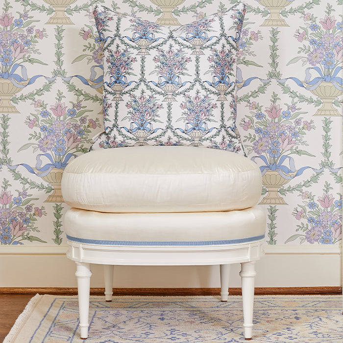 Vivienne French Floral Throw Pillow with Matching Wallpaper