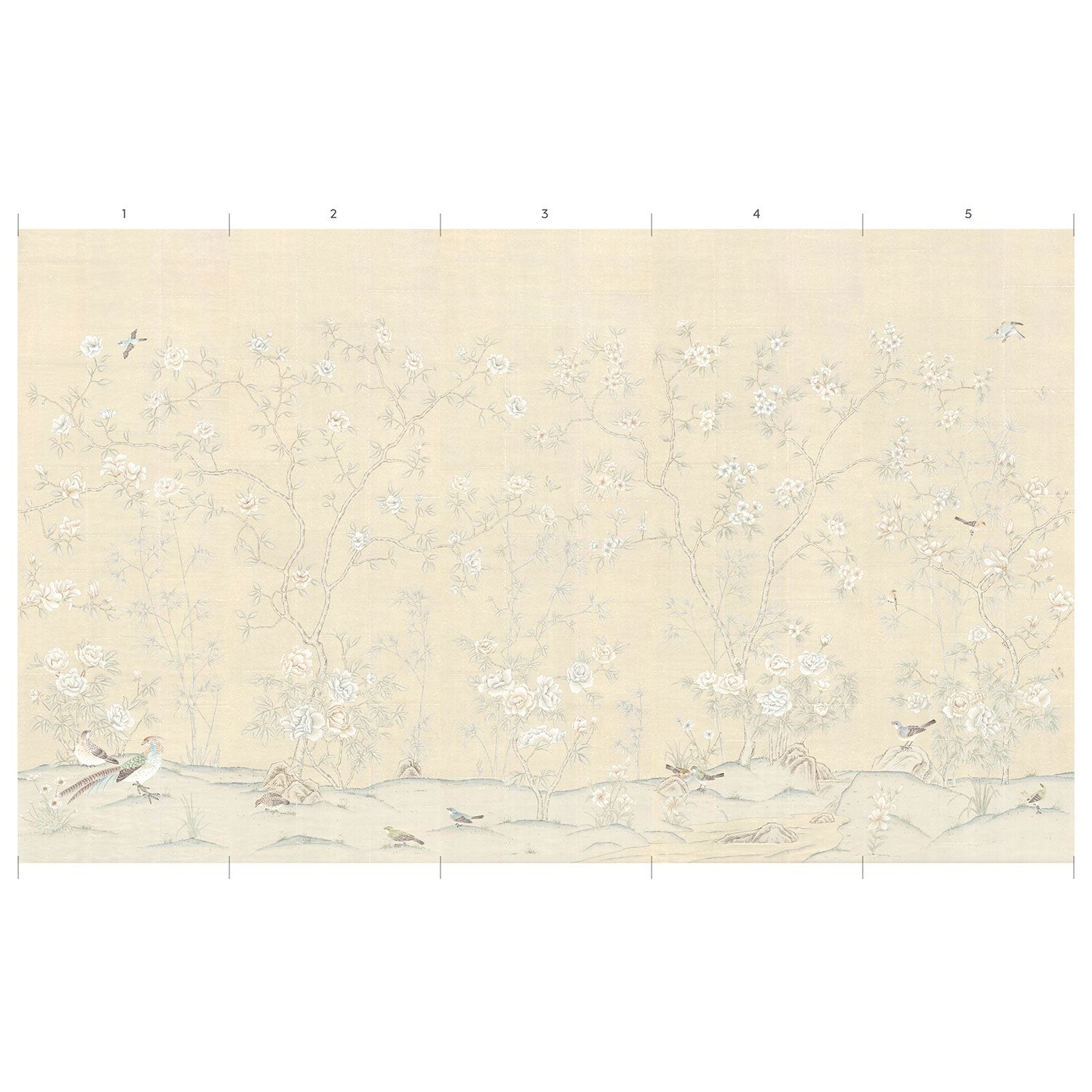 Mural Panels of Vincennes in Cream Chinoiserie Wallpaper