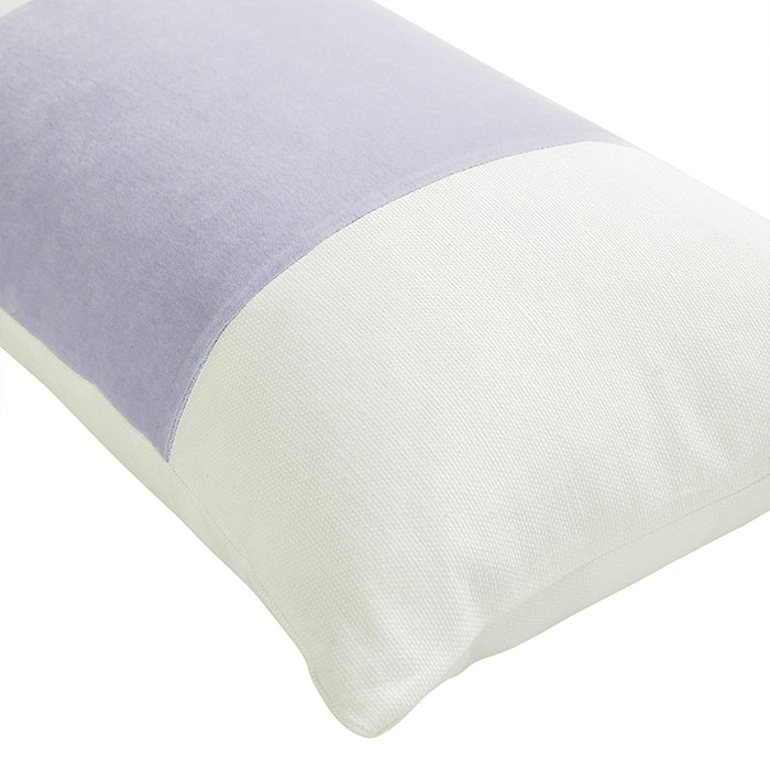 Velvet and Linen Broad Stripe Pillow in Lilac