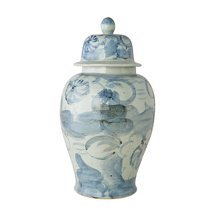 Watercolor Floral Temple Jar Porcelain Pottery