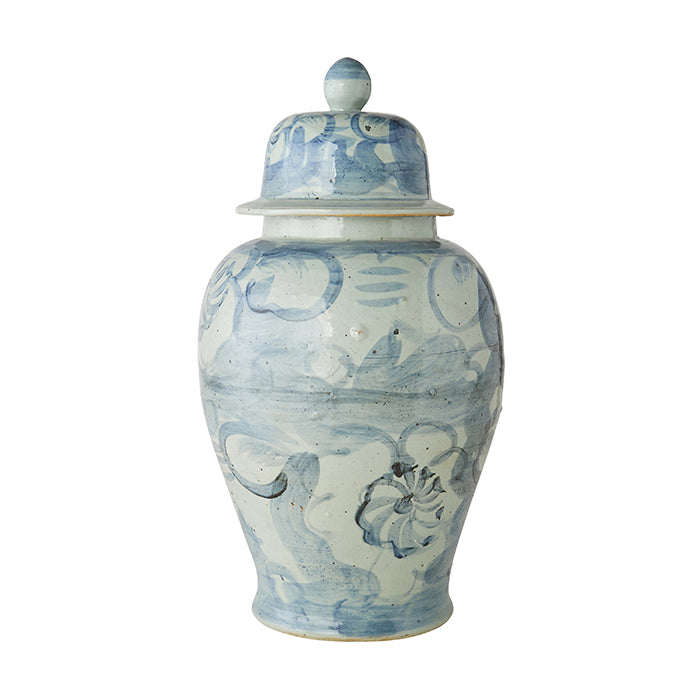 Watercolor Floral Temple Chinese Porcelain Jar