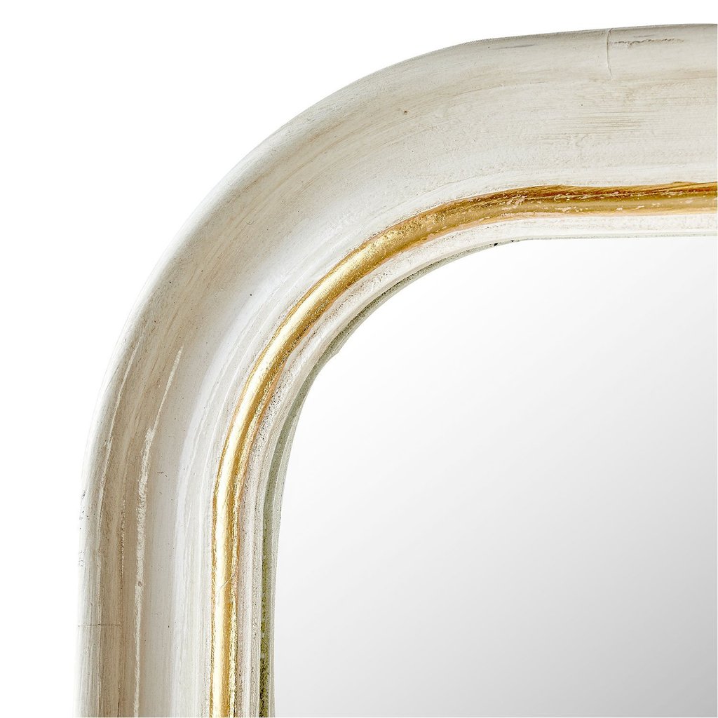 Gold Leaf Detailing on Vera Floor Mirror in White