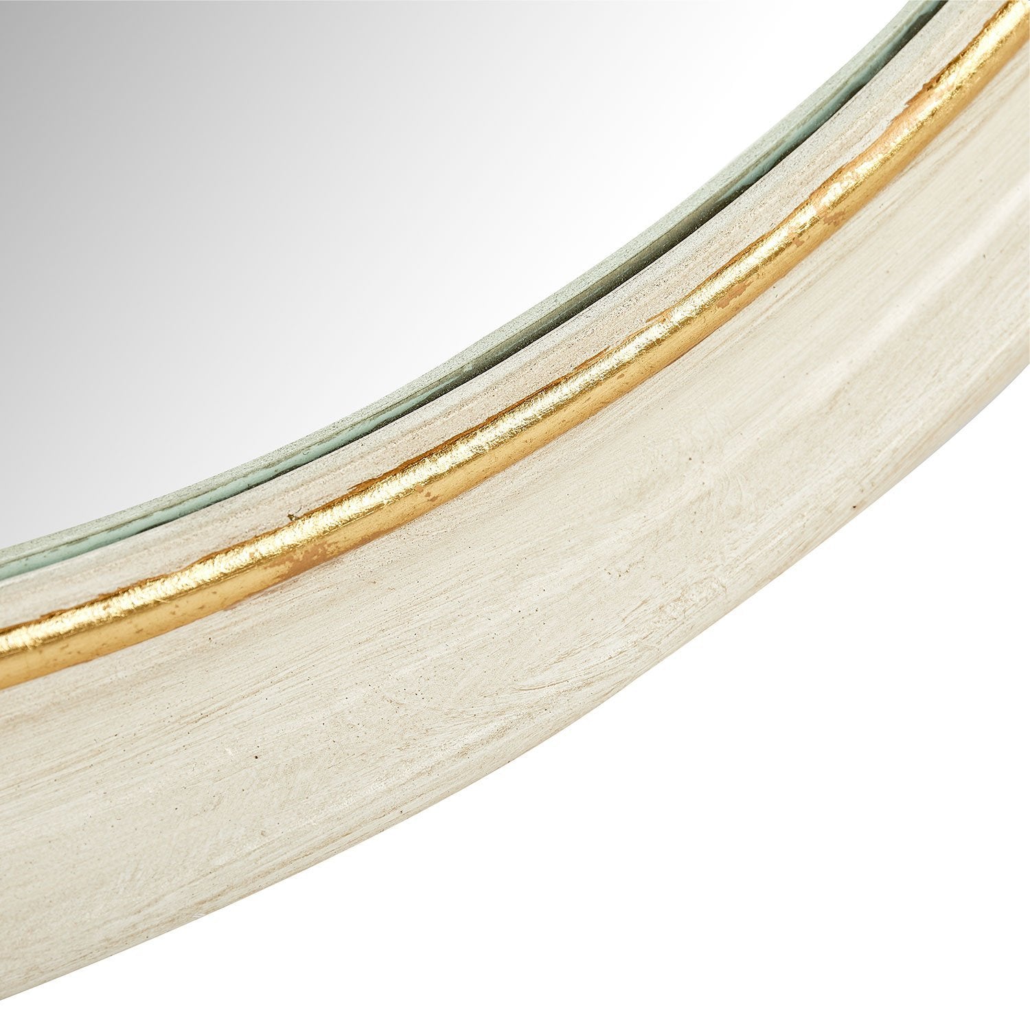 Nora Mirror in White with Gold Leaf Detail