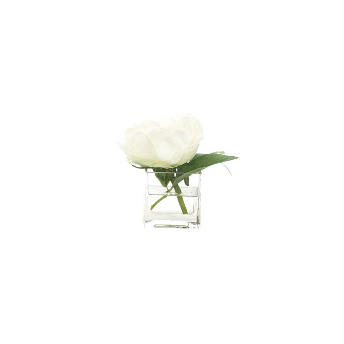 Small Faux Peony Rose in White