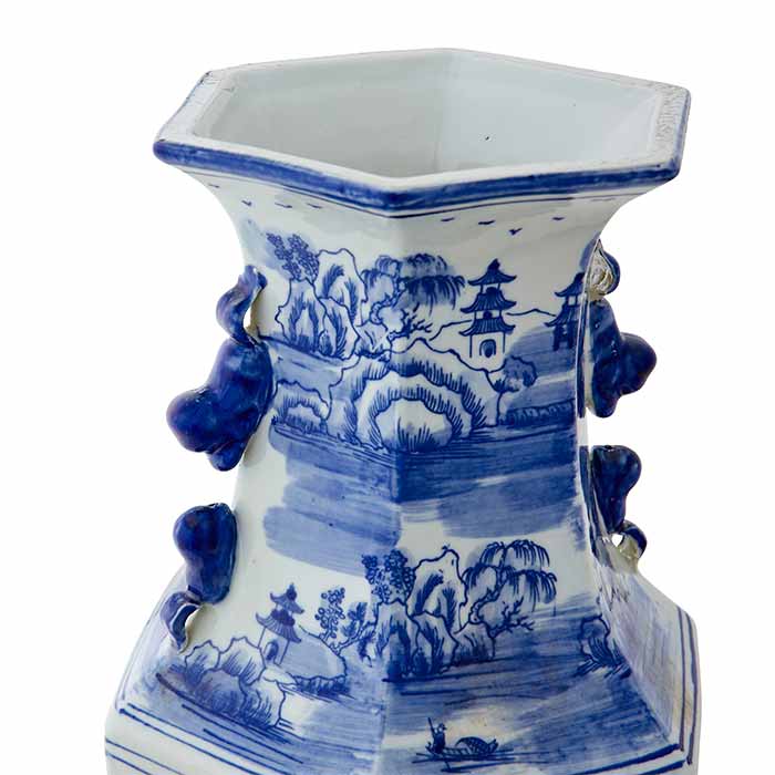 Porcelain Willow Hex Vase