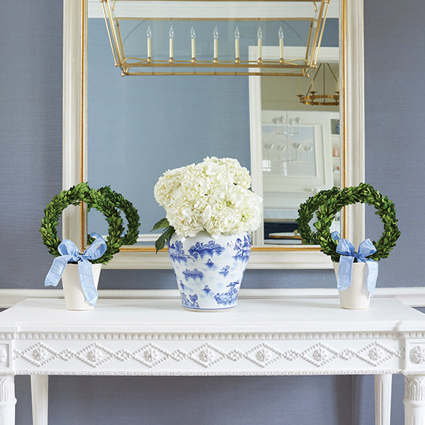 Preserved Boxwood Wreath with Ribbon