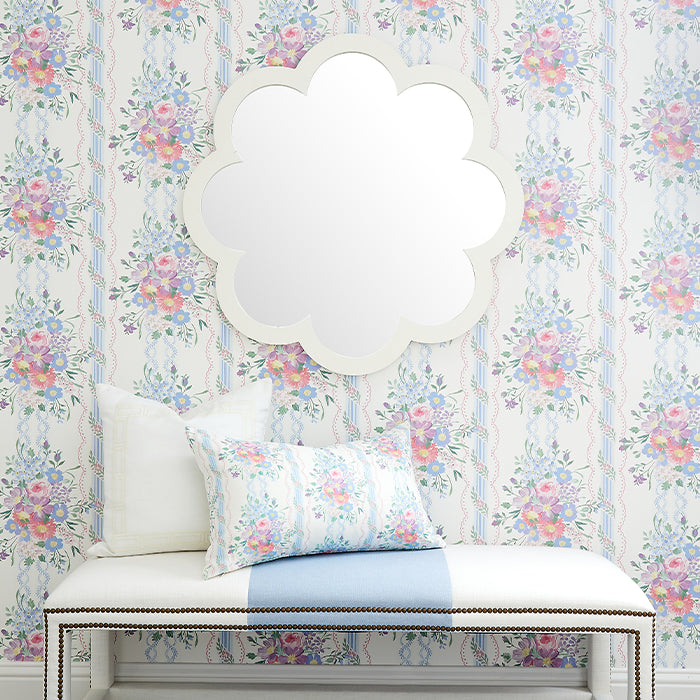 Poppy Scalloped Mirror in White