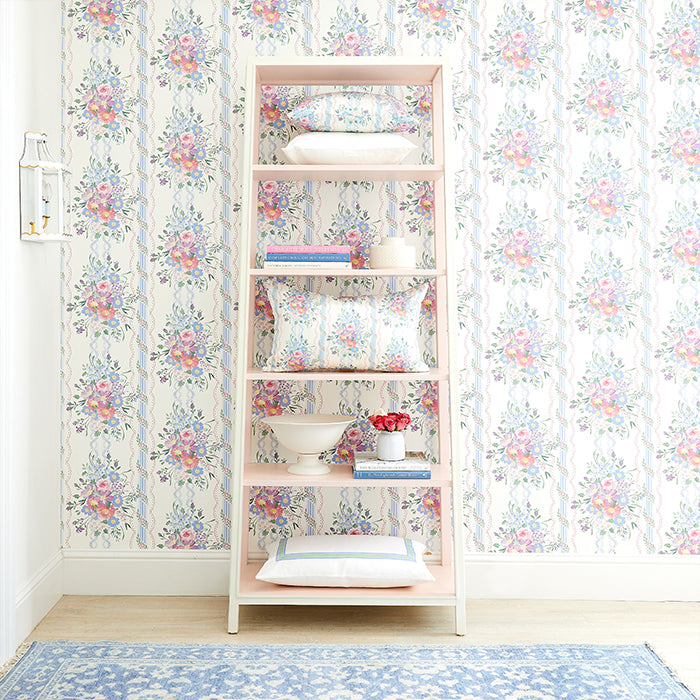 French Blue Emma Floral Rug in Living Room