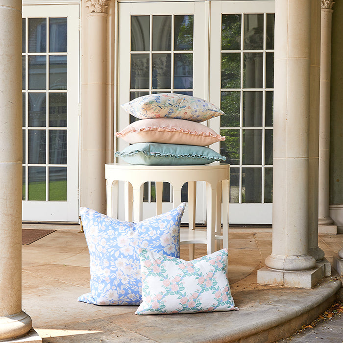 Beatrice Floral Pillow on Patio