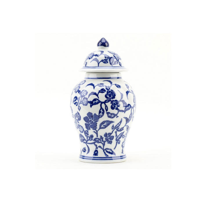 Blue Floral Mini Temple Jar