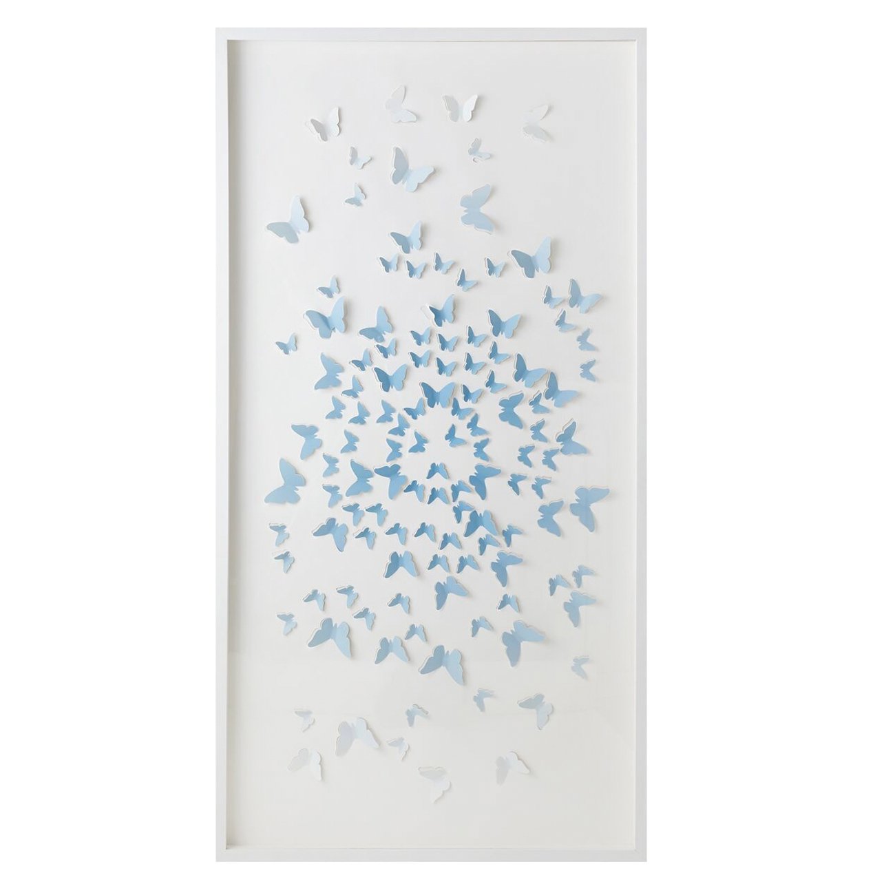 Blue Ombre Butterflies Framed Cut Paper Art