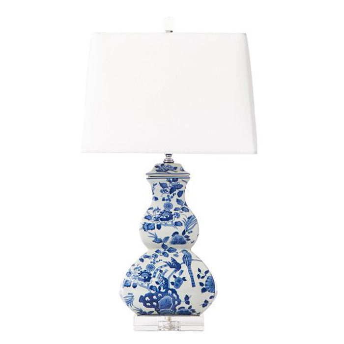 Square Gourd Lamp in Blue & White