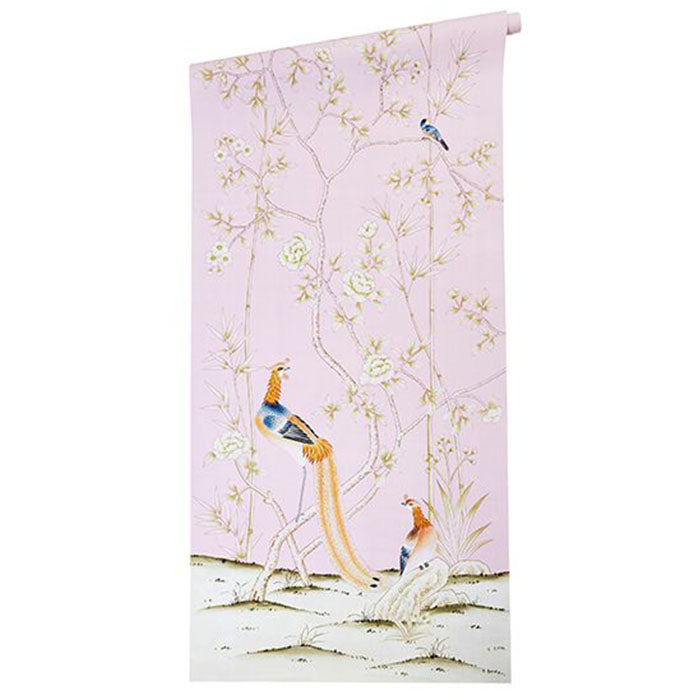 Calais Chinoiserie Wallpaper in Powder Pink on Roll