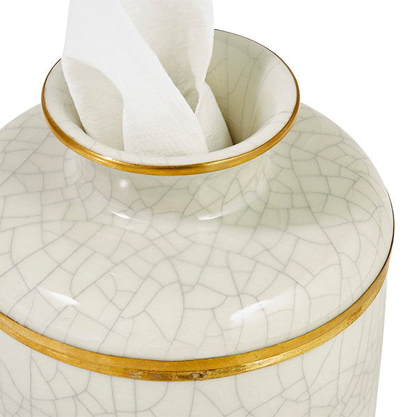 Antiqued Ivory Porcelain Tissue Holder