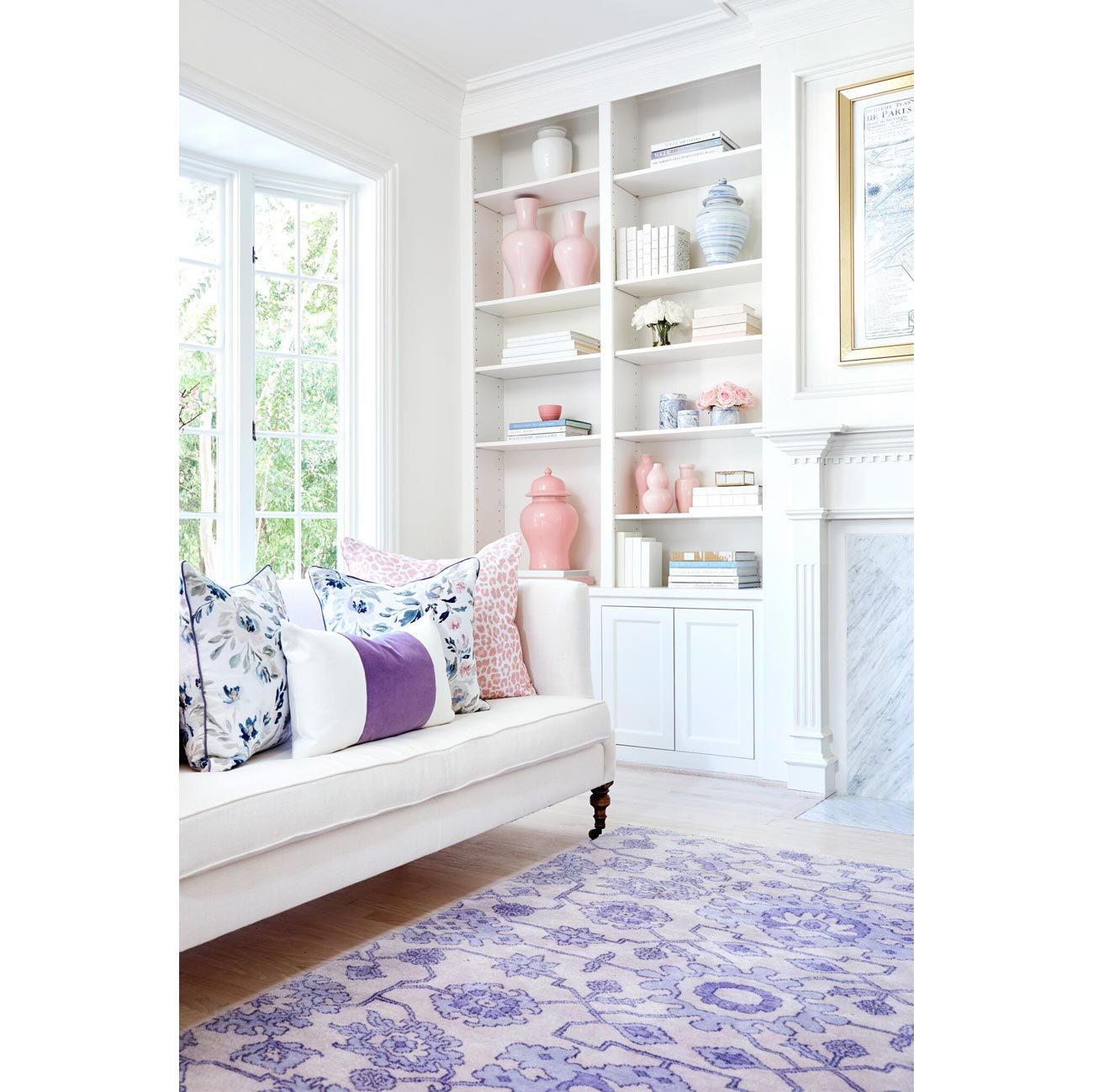 Anatole Amethyst Purple Wool Rug in Living Room