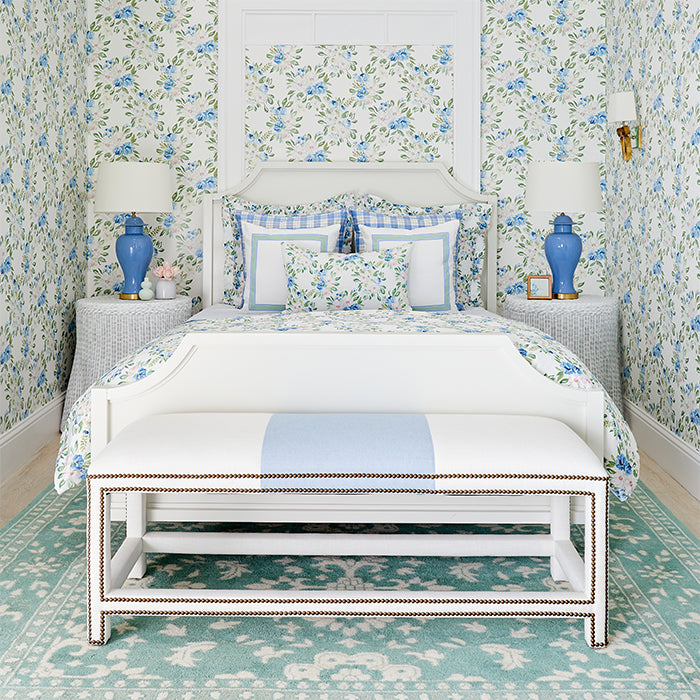 Blue and Green Secret Floral Garden Sheet Set in Bedroom