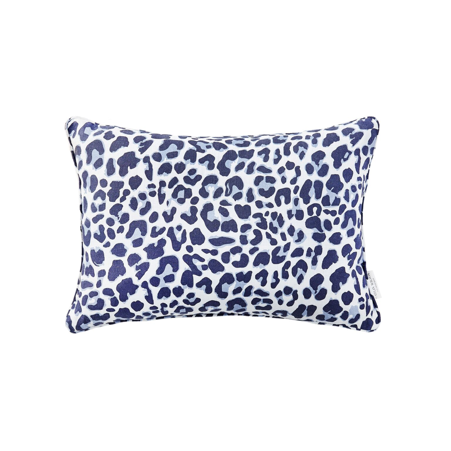 Navy Leo Leopard Print Lumbar Pillow