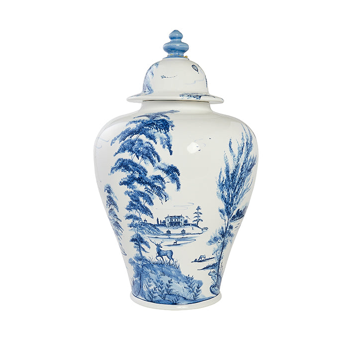 Country Estate Delft Blue 17" Lidded Ginger Jar