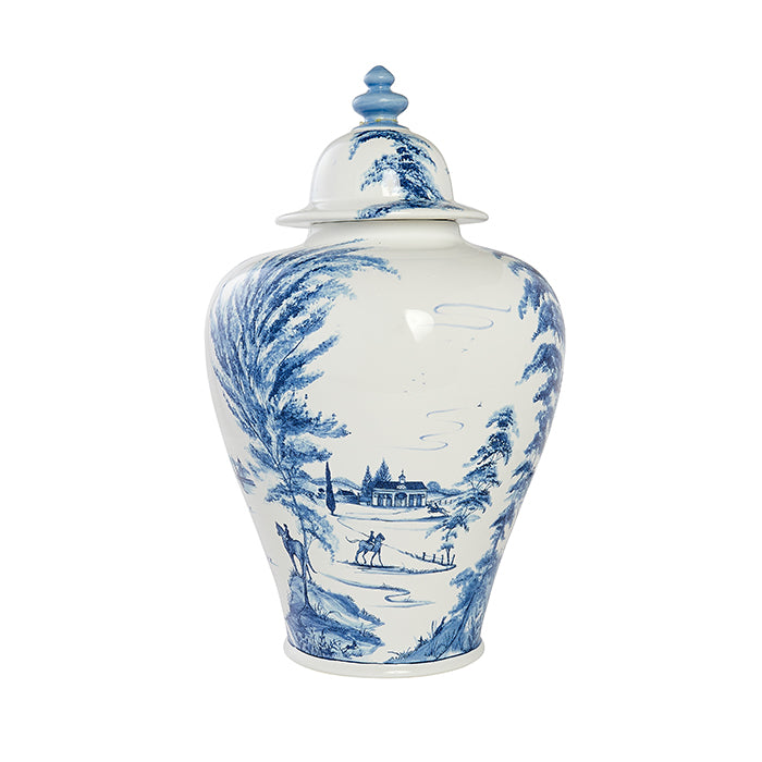 Country Estate Delft Blue 17" Lidded Ginger Jar