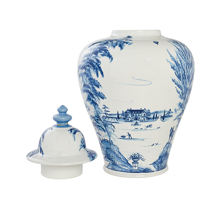 Country Estate Delft Blue 17" Lidded Ginger Jar