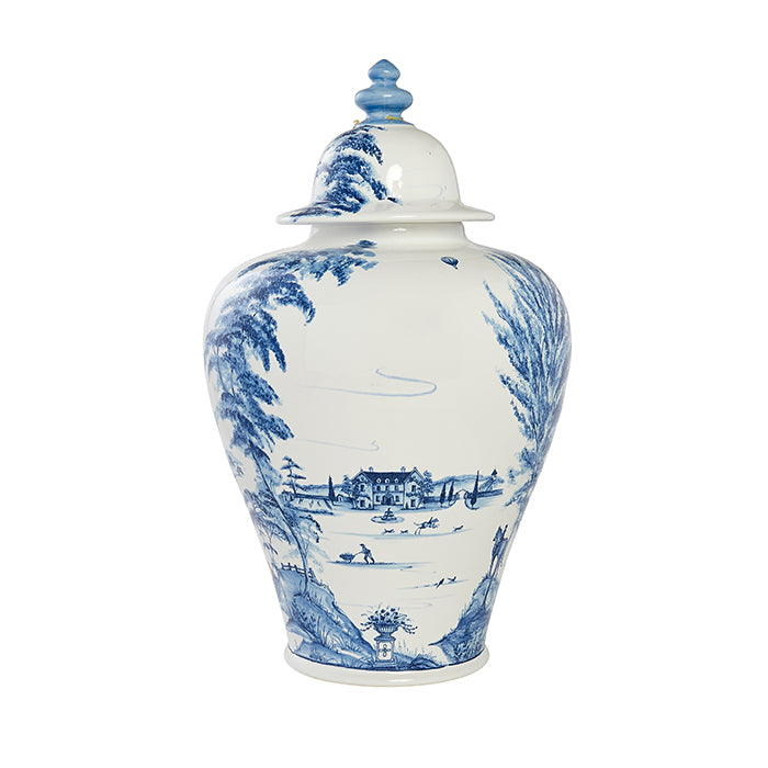 Country Estate Delft Blue 17" Lidded Ginger Jar