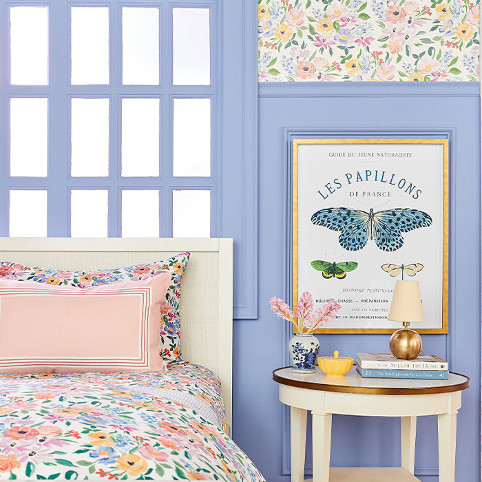 Penelope Colorful Floral Wallpaper on Bedroom Wall