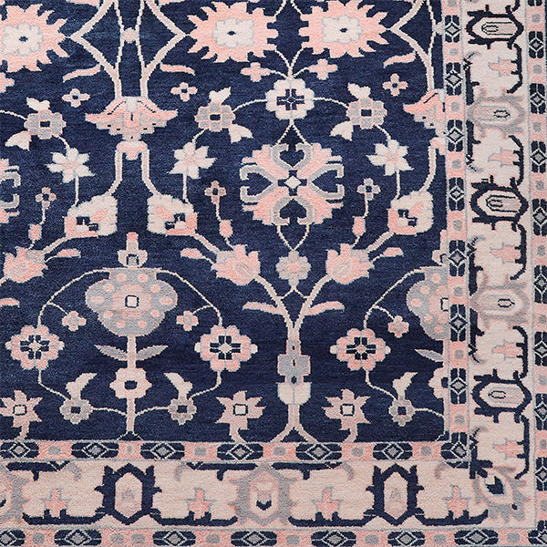 Navy and Pink Minuet Area Rug