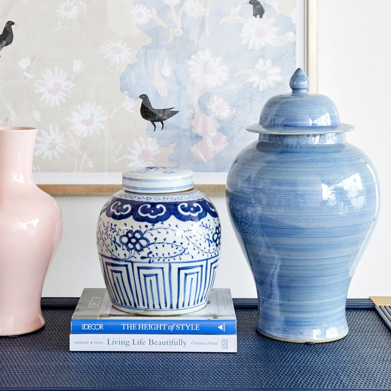 Blue Porcelain Paintbrush Temple Jar
