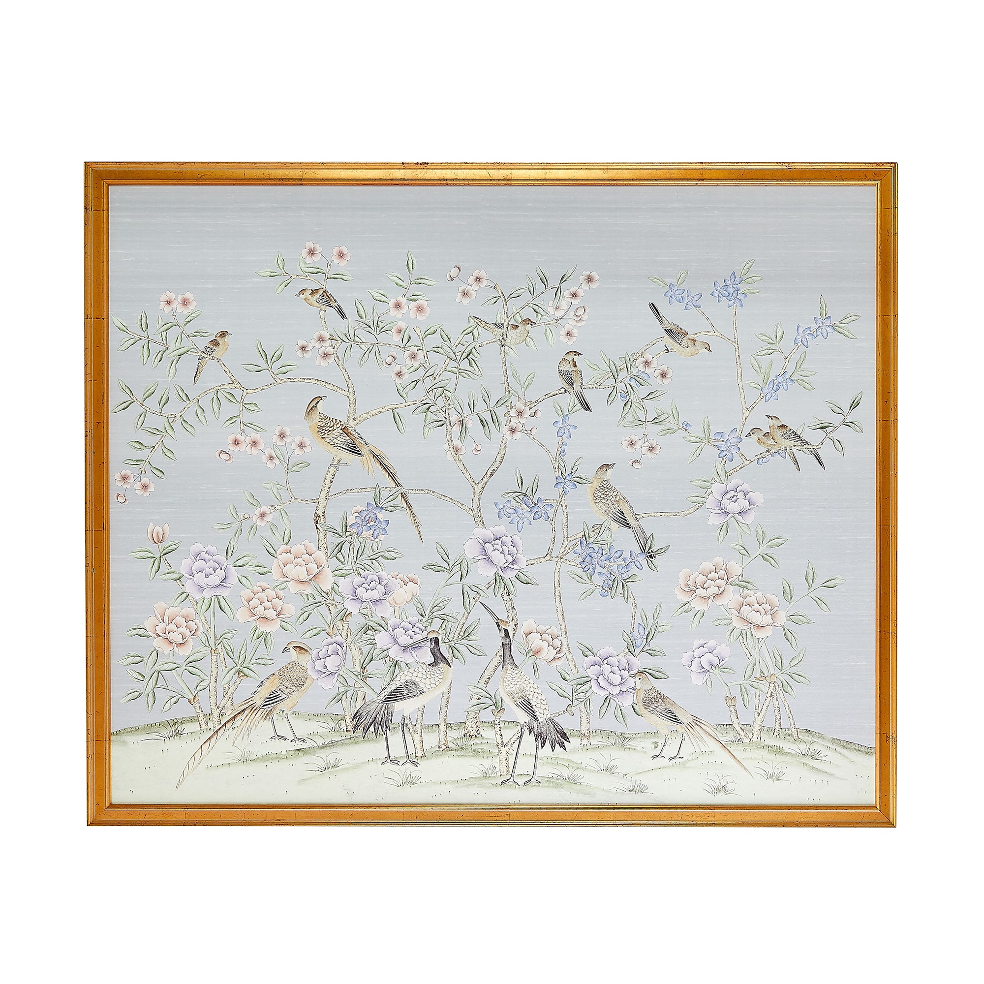 Songbird Garden in Pastel Framed Mural