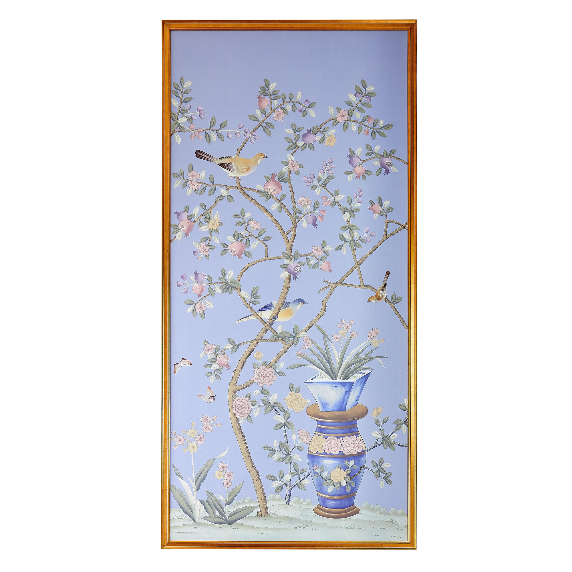 Bleu Botanical Chinoiserie Framed Mural