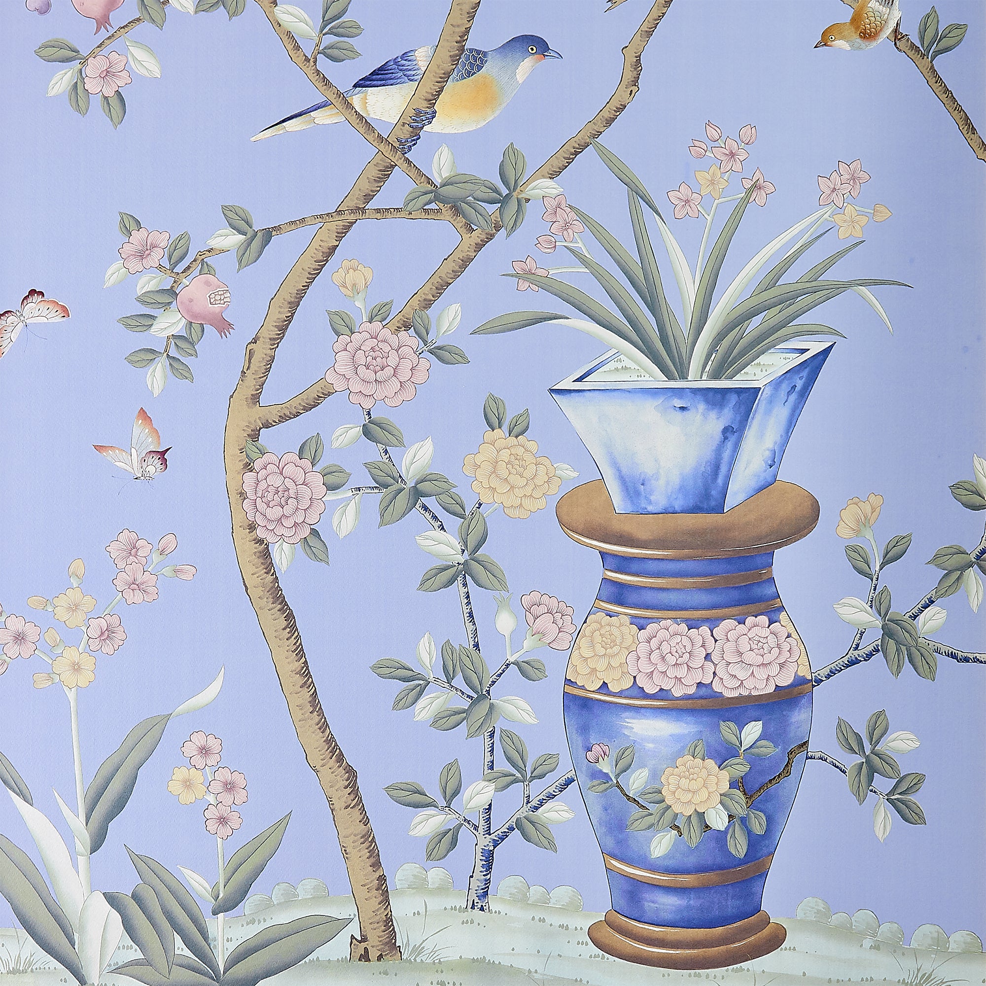 Bleu Botanical Chinoiserie Framed Mural