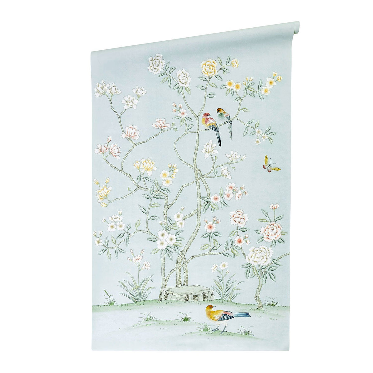 Colchester in Blue Chinoiserie Wallpaper on Roll