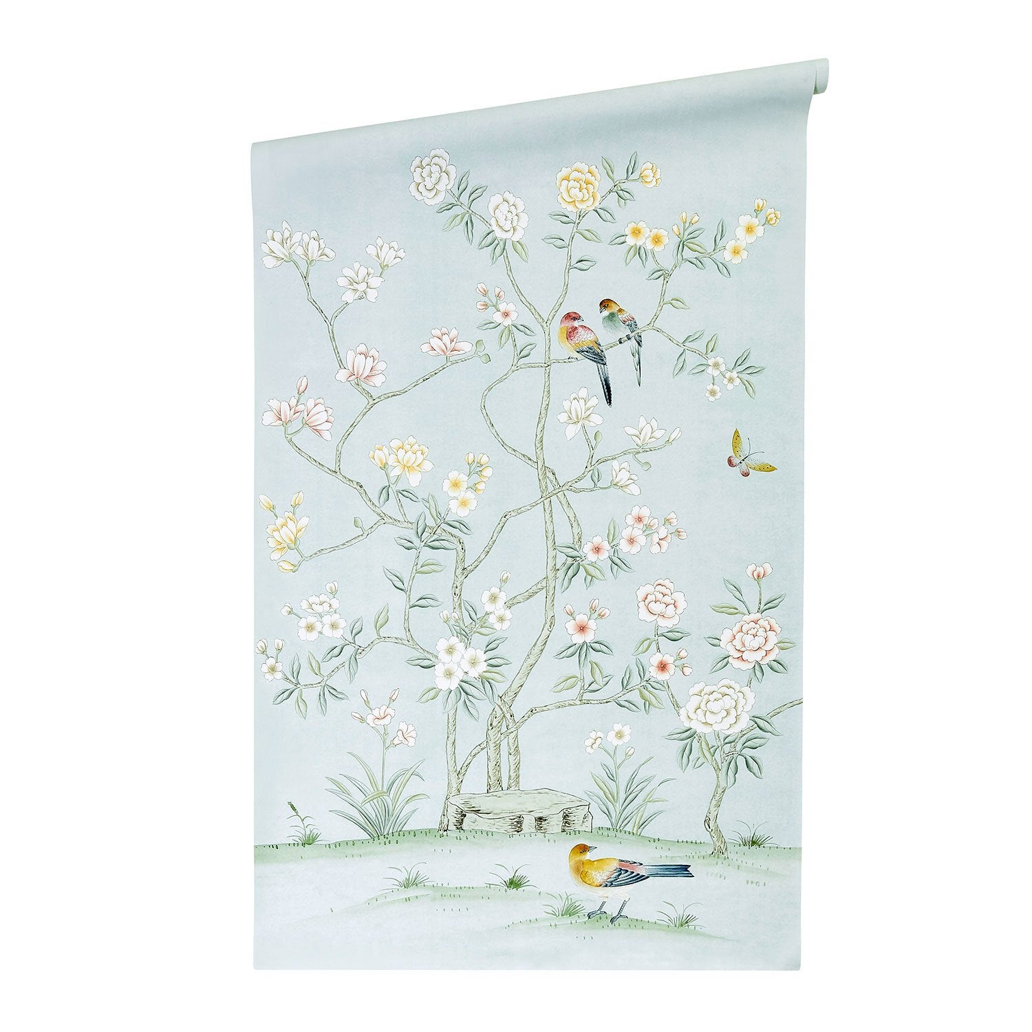 Colchester in Blue Chinoiserie Wallpaper on Roll