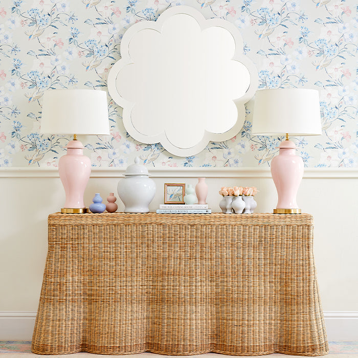 Poppy Scalloped Mirror in White