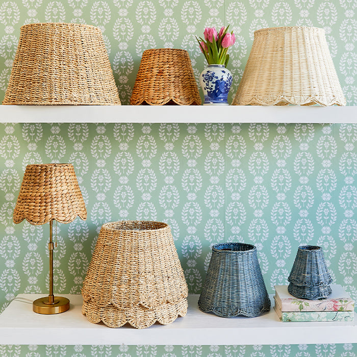 Isabel Rattan Petite Lampshade in French Blue
