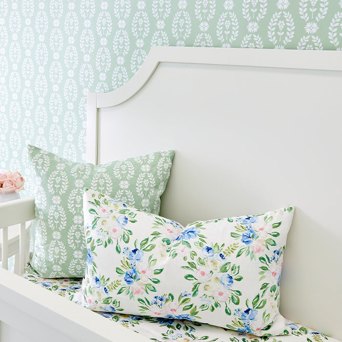 Laurel Throw Pillow in Green in Child's Nursery