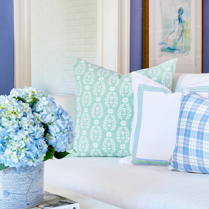 Laurel Throw Pillow in Green in Living Room