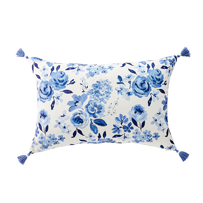 Blue Highland Floral Outdoor Lumbar Pillow