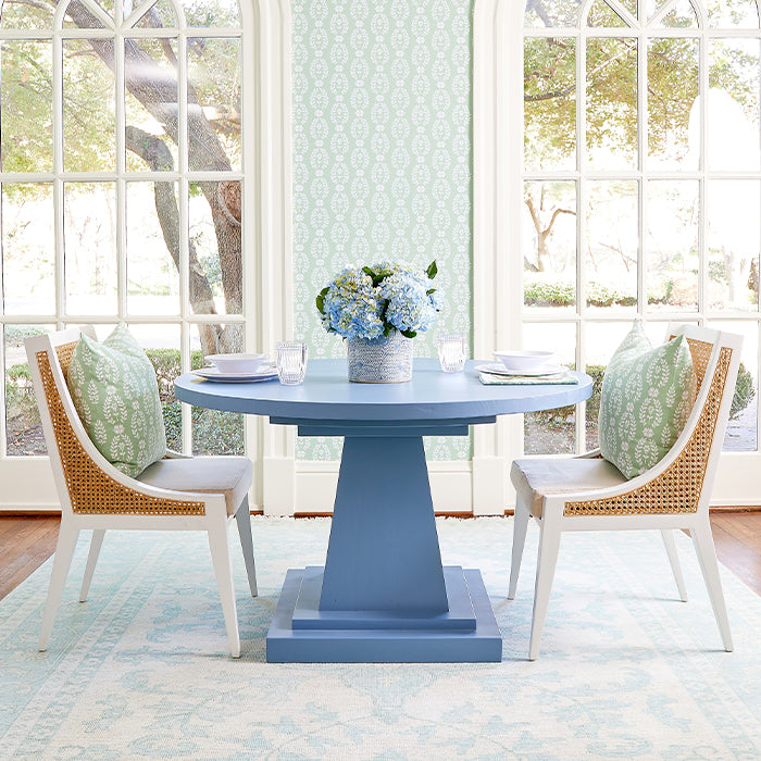 Laurel Throw Pillow in Green in Dining Room