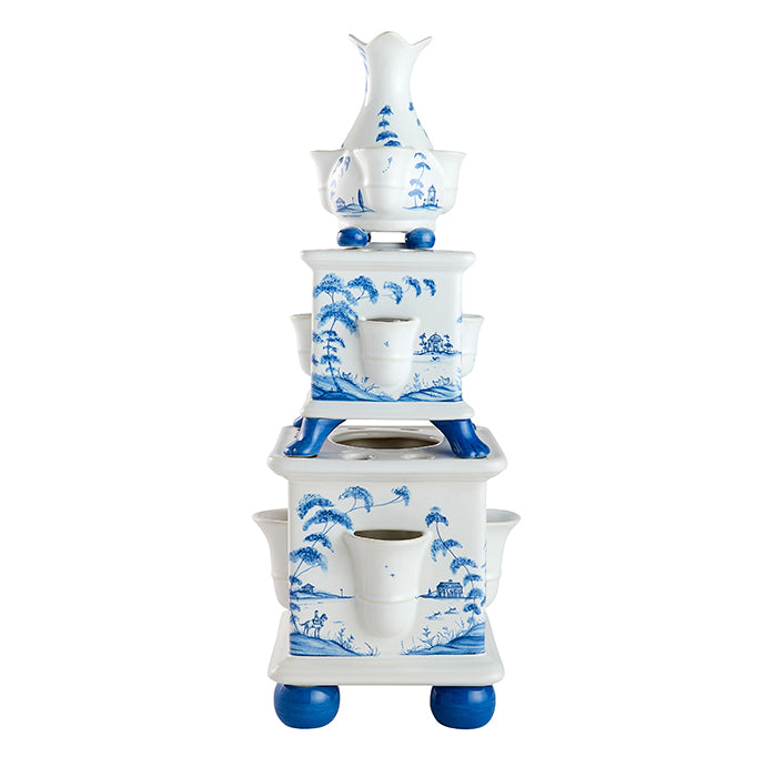 Country Estate Delft Blue Tulipiere Tower Set of 3 Garden Follies