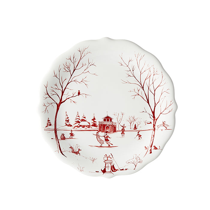 Country Estate Winter Frolic "The Claus' Christmas Day" Ruby Dessert/Salad Plate
