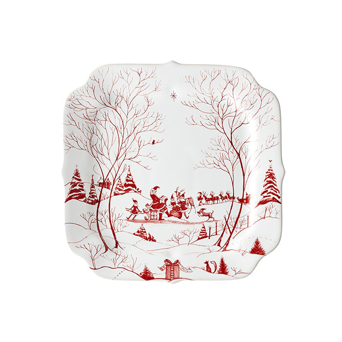 Country Estate Winter Frolic Ruby Santa’s Cookie Tray Naughty and Nice List